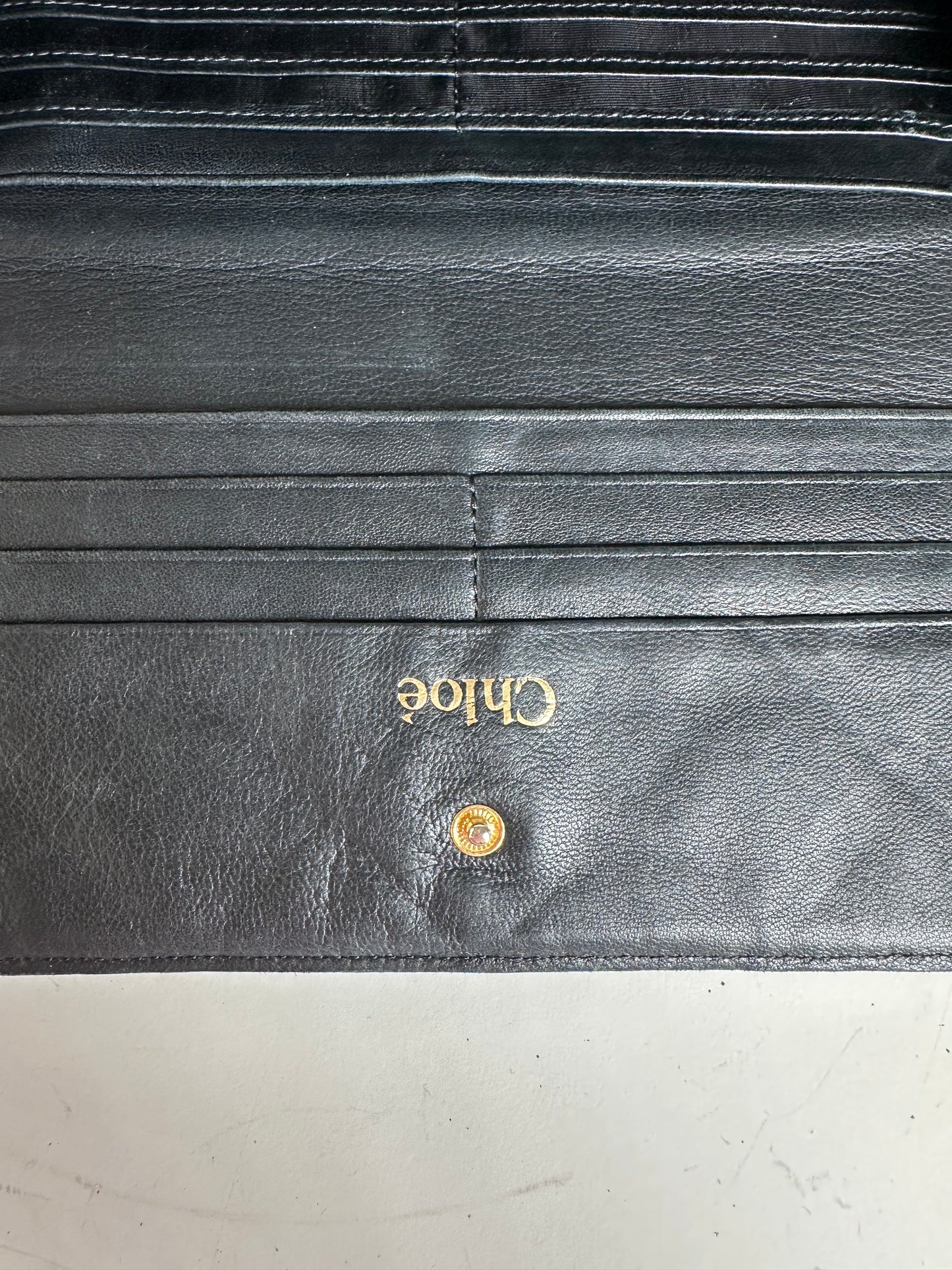 Vintage Chloe Leather Wallet Black Gold