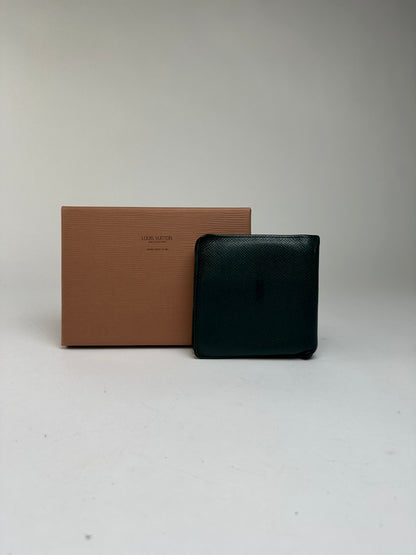 Vintage Louis Vuitton Taiga Leather Bifold Wallet Late 1990s Dark Green