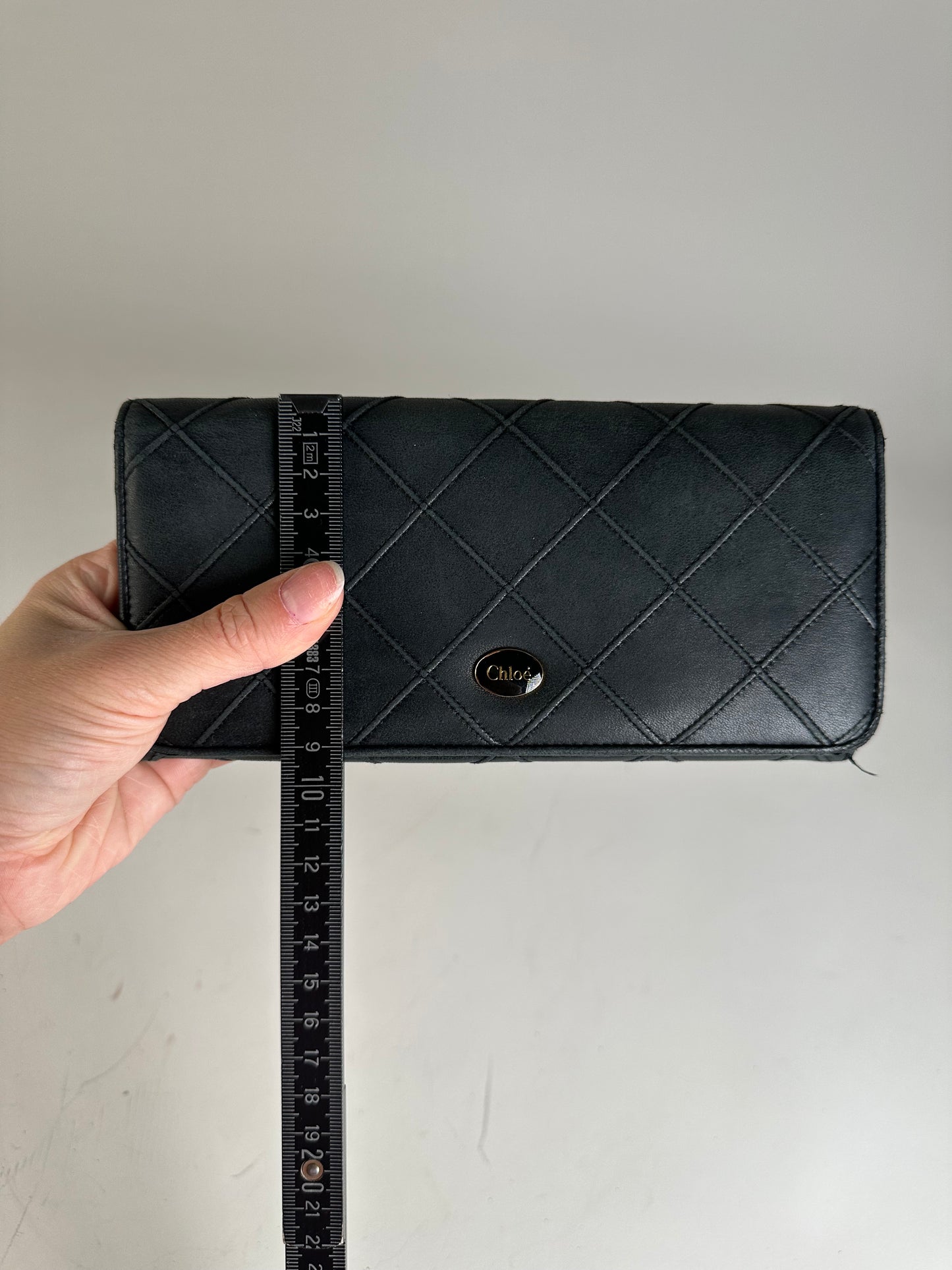 Vintage Chloe Leather Wallet Black Gold