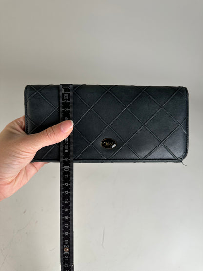 Vintage Chloe Leather Wallet Black Gold