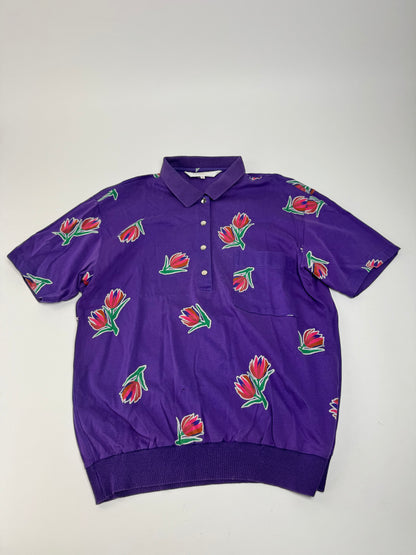 Vintage Dior Floral Polo shirt purple M