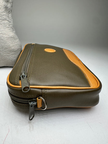 Vintage Dior Canvas Leather Pouch Clutch Khaki Tan