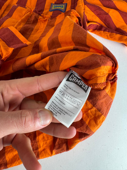 Vintage Camper Striped Cotton Shirt Orange Burgundy XL