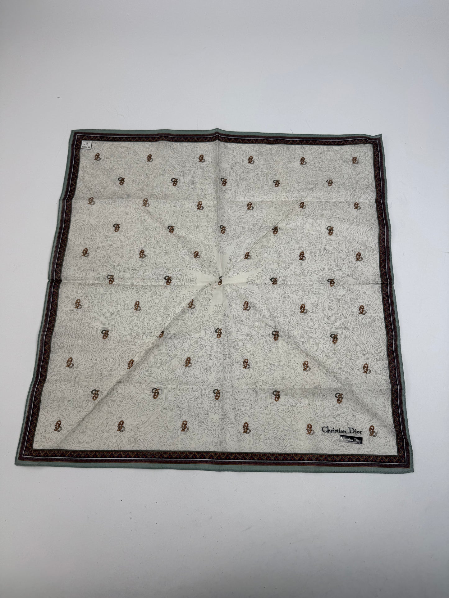 Vintage Dior Scarf Grey Green Brown