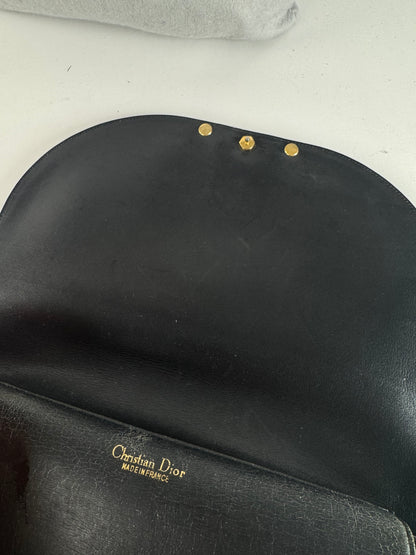 Sac vintage Dior en cuir noir à 2 voies