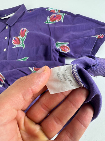 Vintage Dior Floral Polo shirt purple M