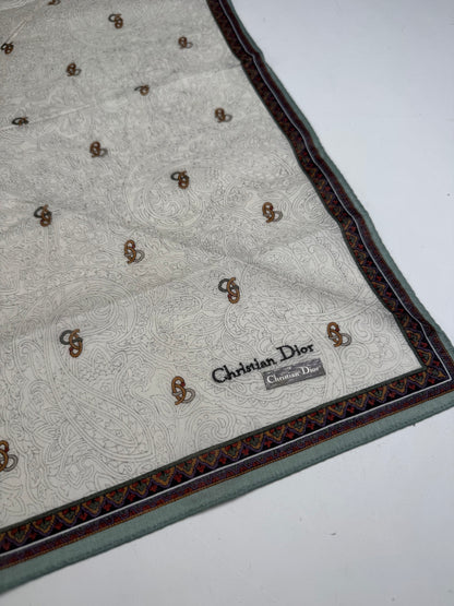 Vintage Dior Scarf Grey Green Brown