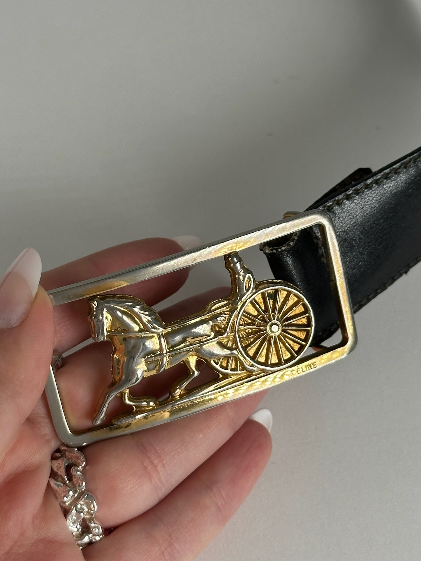 Vintage Celine Paris Leather belt black