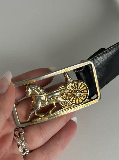 Vintage Celine Paris Leather belt black
