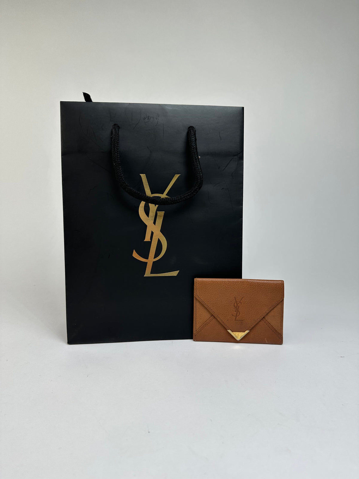 Vintage Yves Saint Laurent Leather Mini Bag Neutral Gold