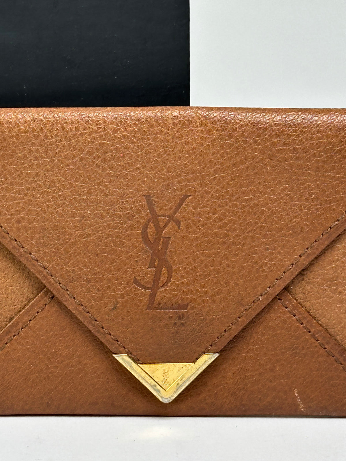 Vintage Yves Saint Laurent Leather Mini Bag Neutral Gold