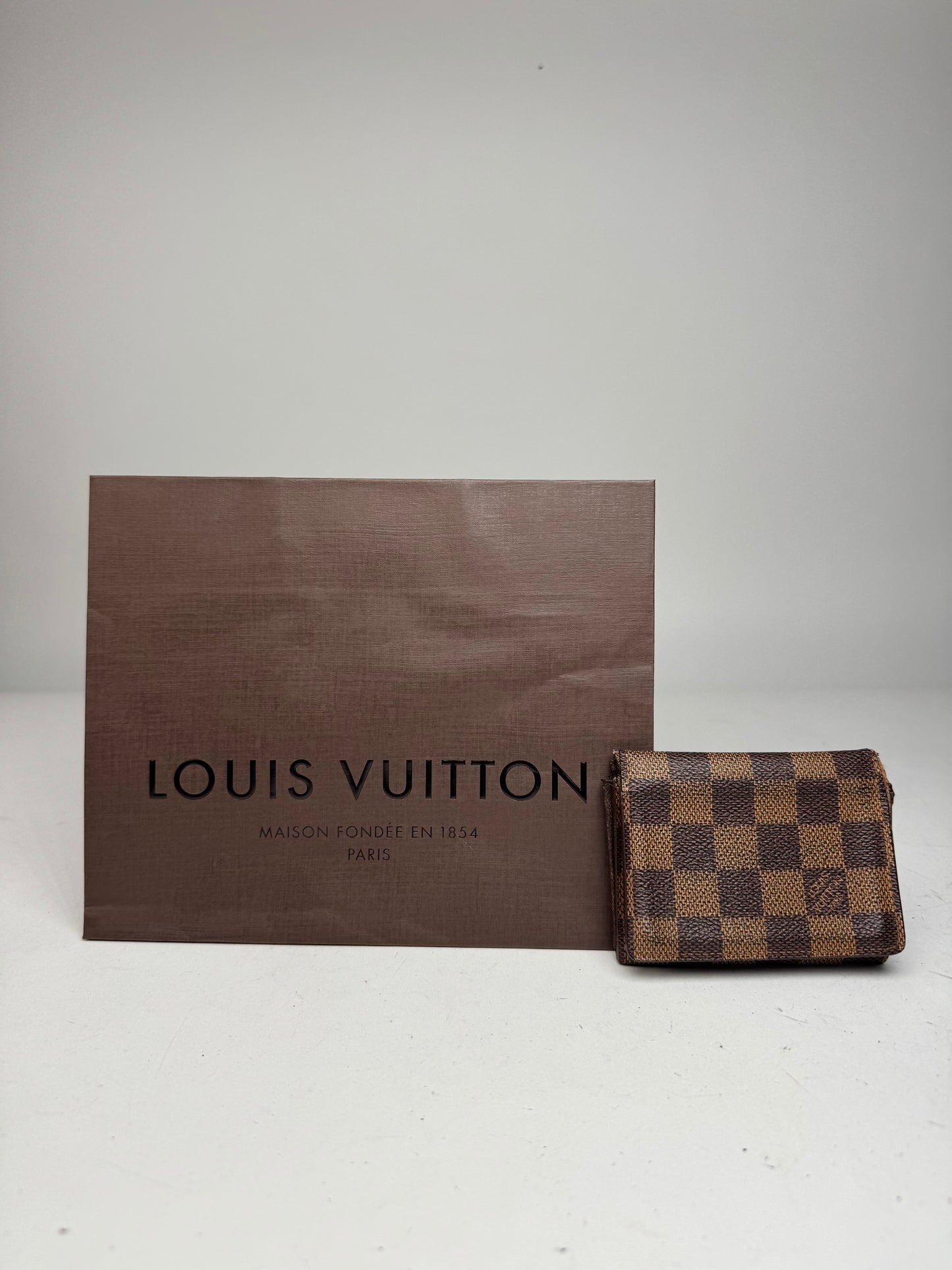 Vintage Louis Vuitton Damier Monogram Leather Card Holder Brown