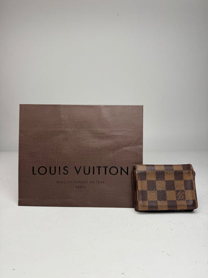 Vintage Louis Vuitton Damier Monogram Leather Card Holder Brown