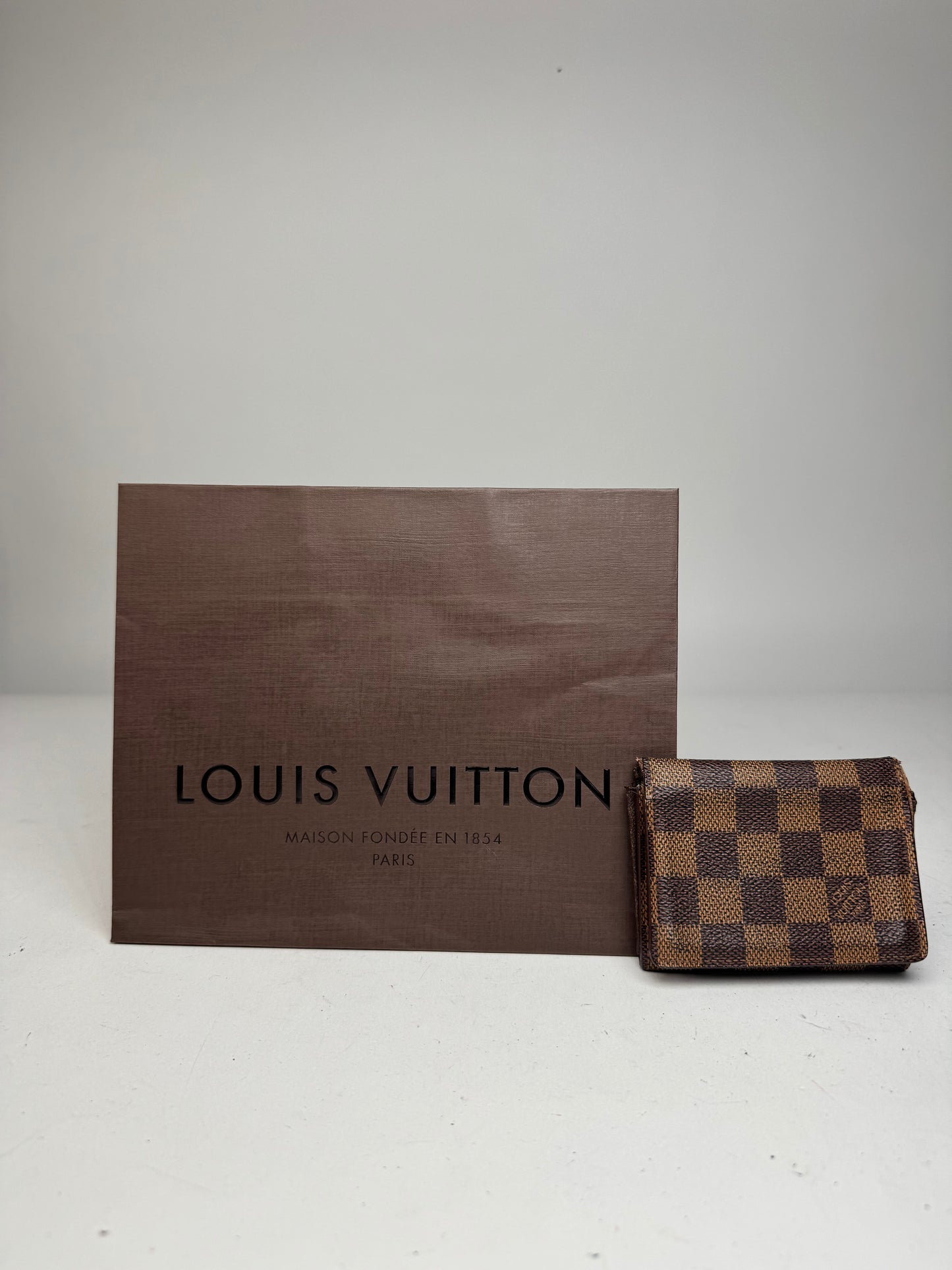 Vintage Louis Vuitton Damier Monogram Leather Card Holder Brown