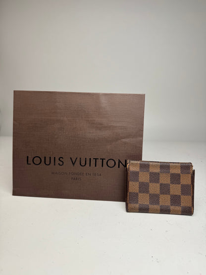 Vintage Louis Vuitton Damier Monogram Leather Card Holder Brown