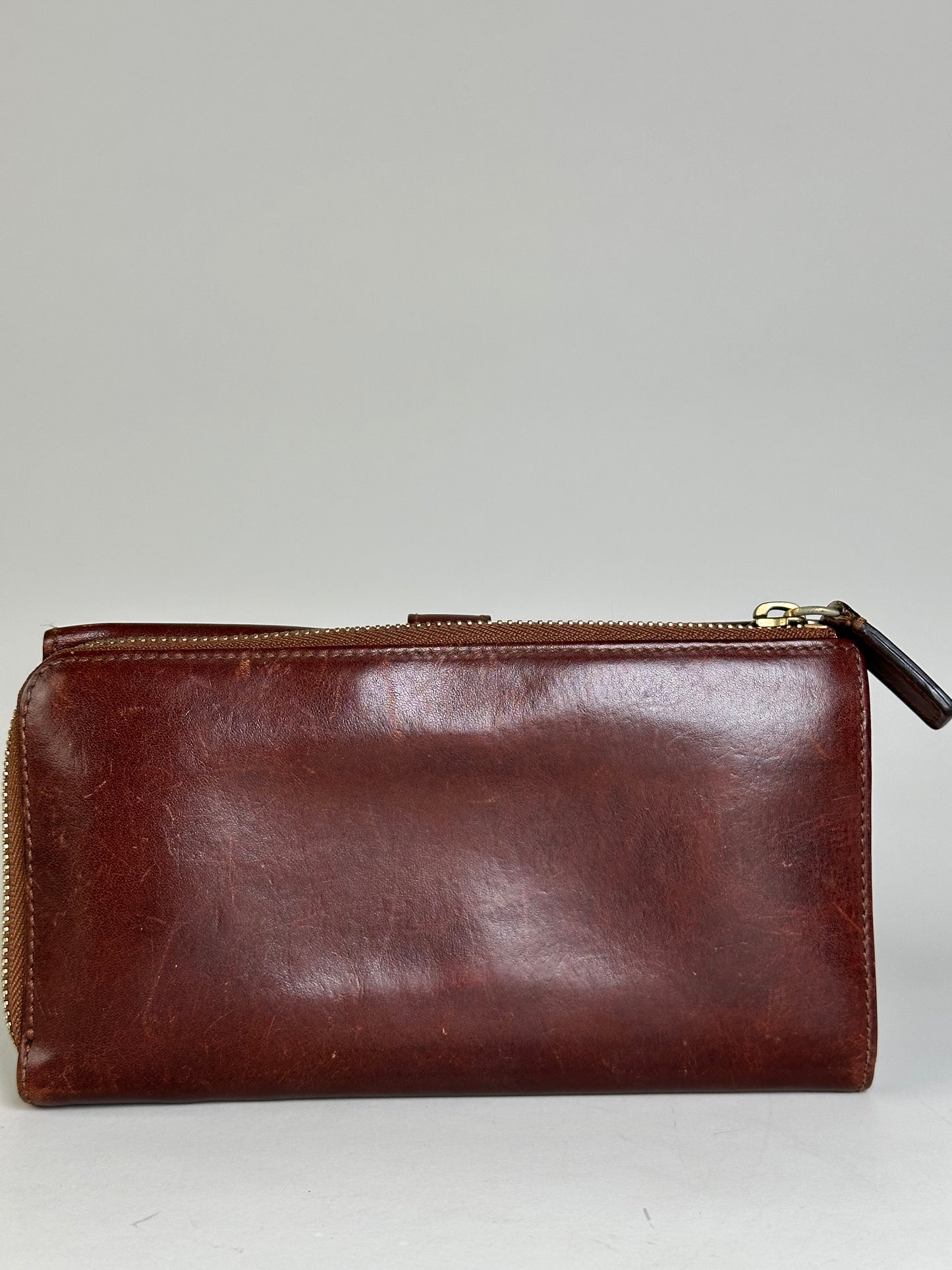 Vintage Chloe Leather Wallet Dark Brown Gold