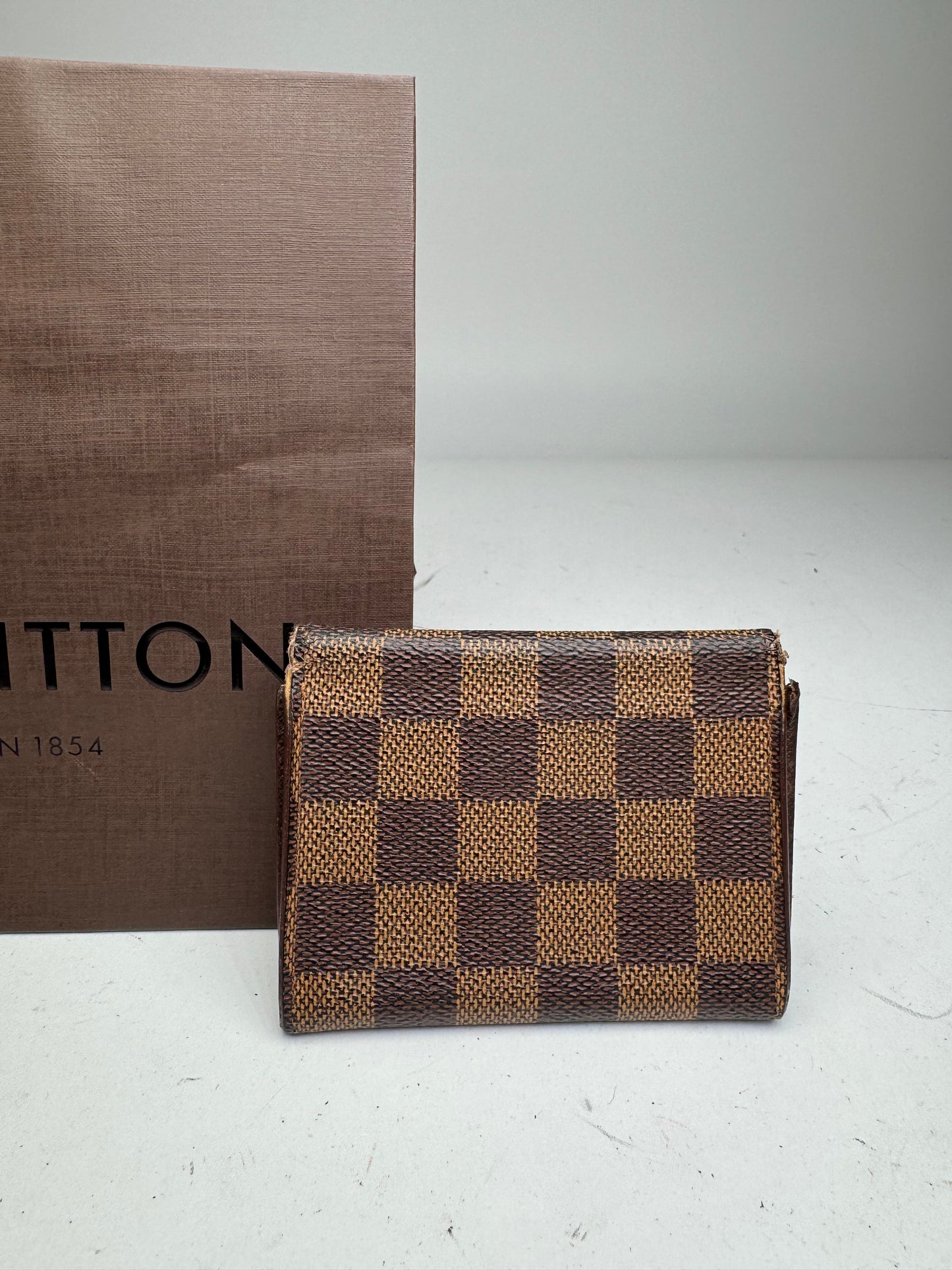 Vintage Louis Vuitton Damier Monogram Leather Card Holder Brown