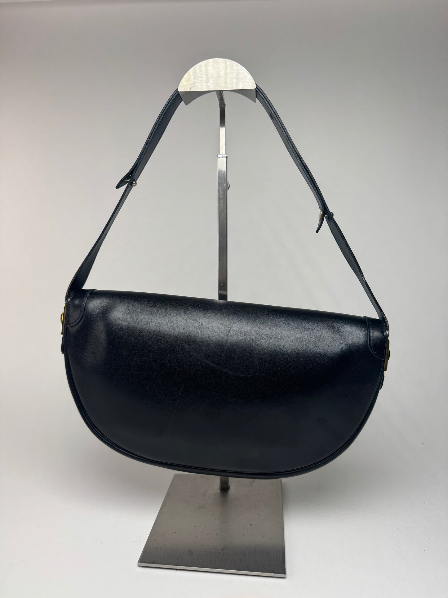 Sac vintage Dior en cuir noir à 2 voies