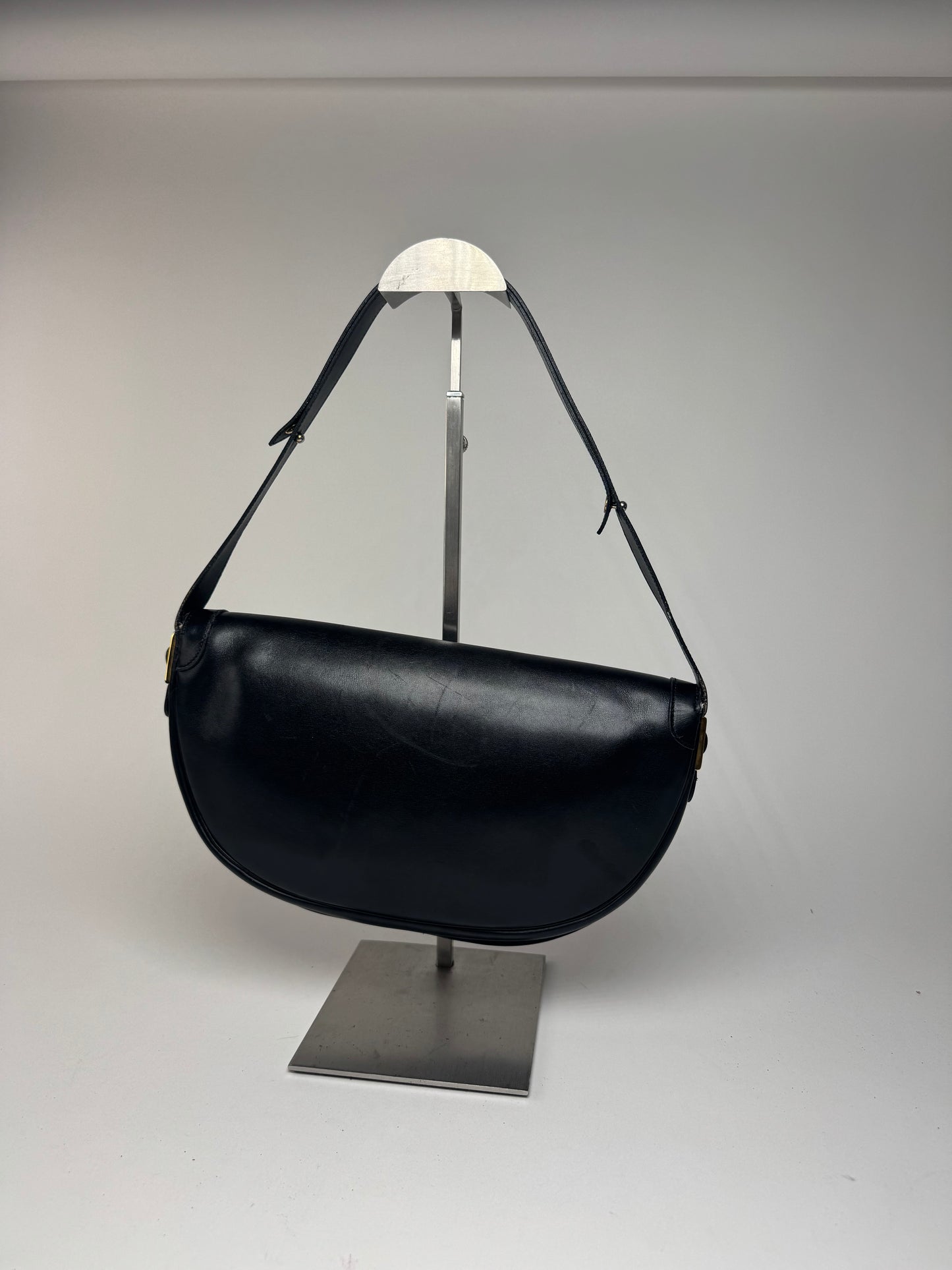 Sac vintage Dior en cuir noir à 2 voies