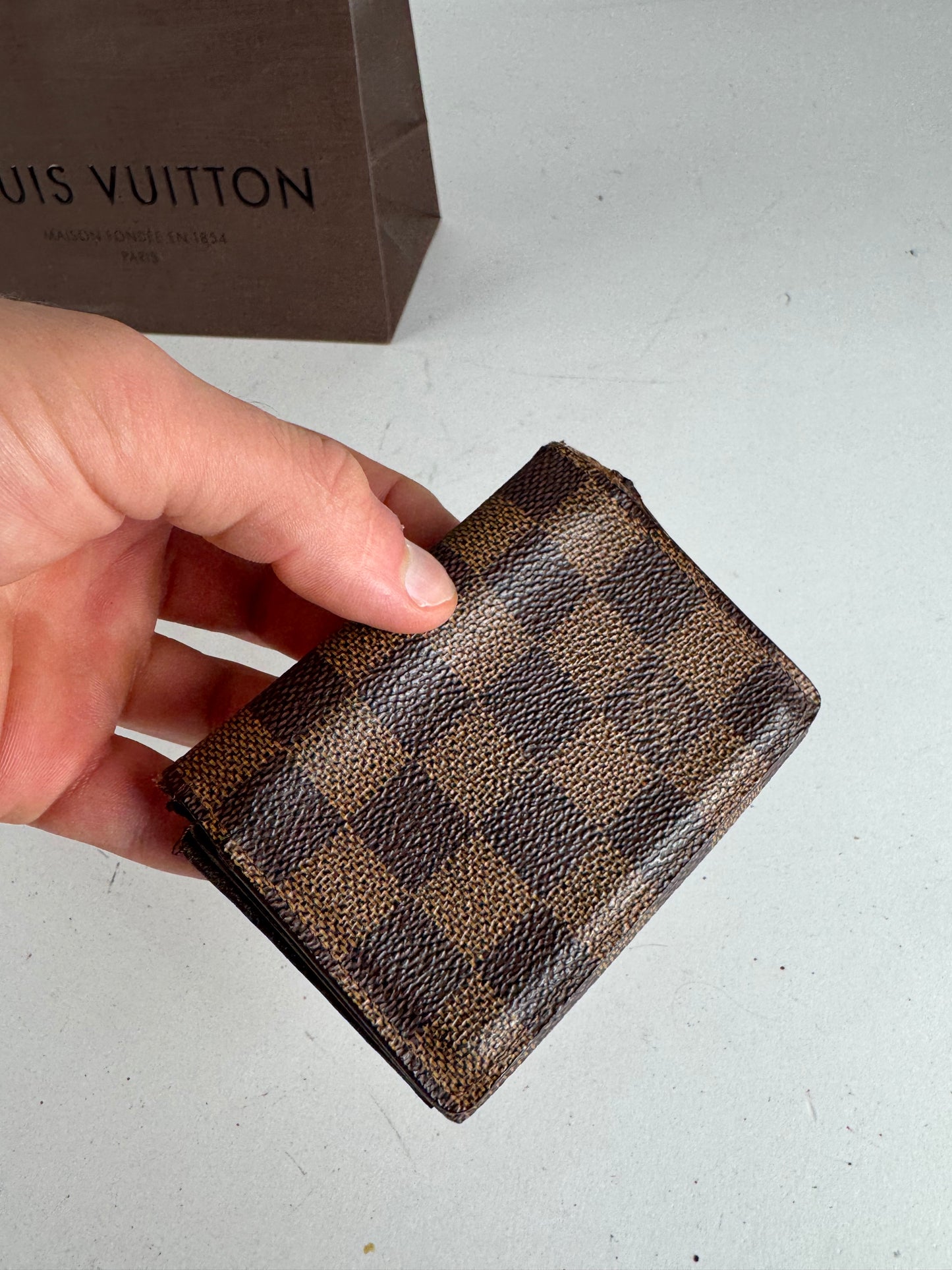 Vintage Louis Vuitton Damier Monogram Leather Card Holder Brown