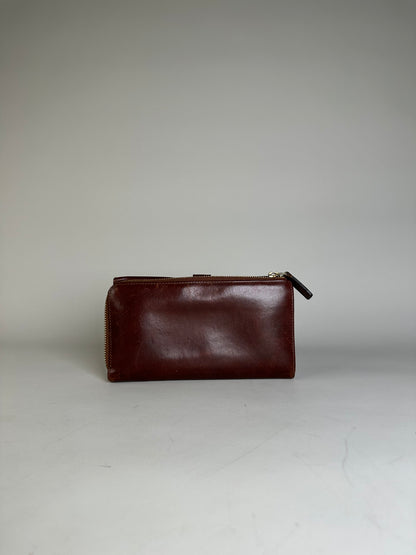 Vintage Chloe Leather Wallet Dark Brown Gold