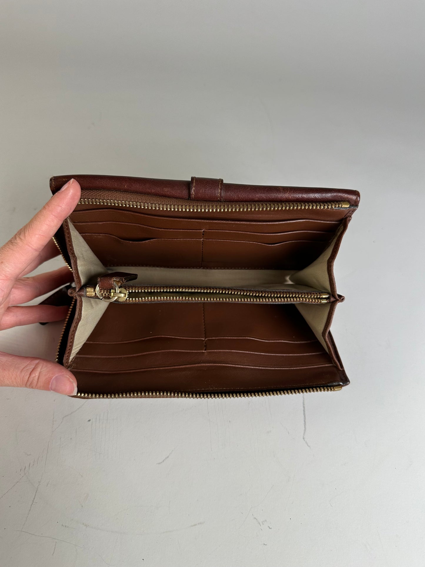 Vintage Chloe Leather Wallet Dark Brown Gold