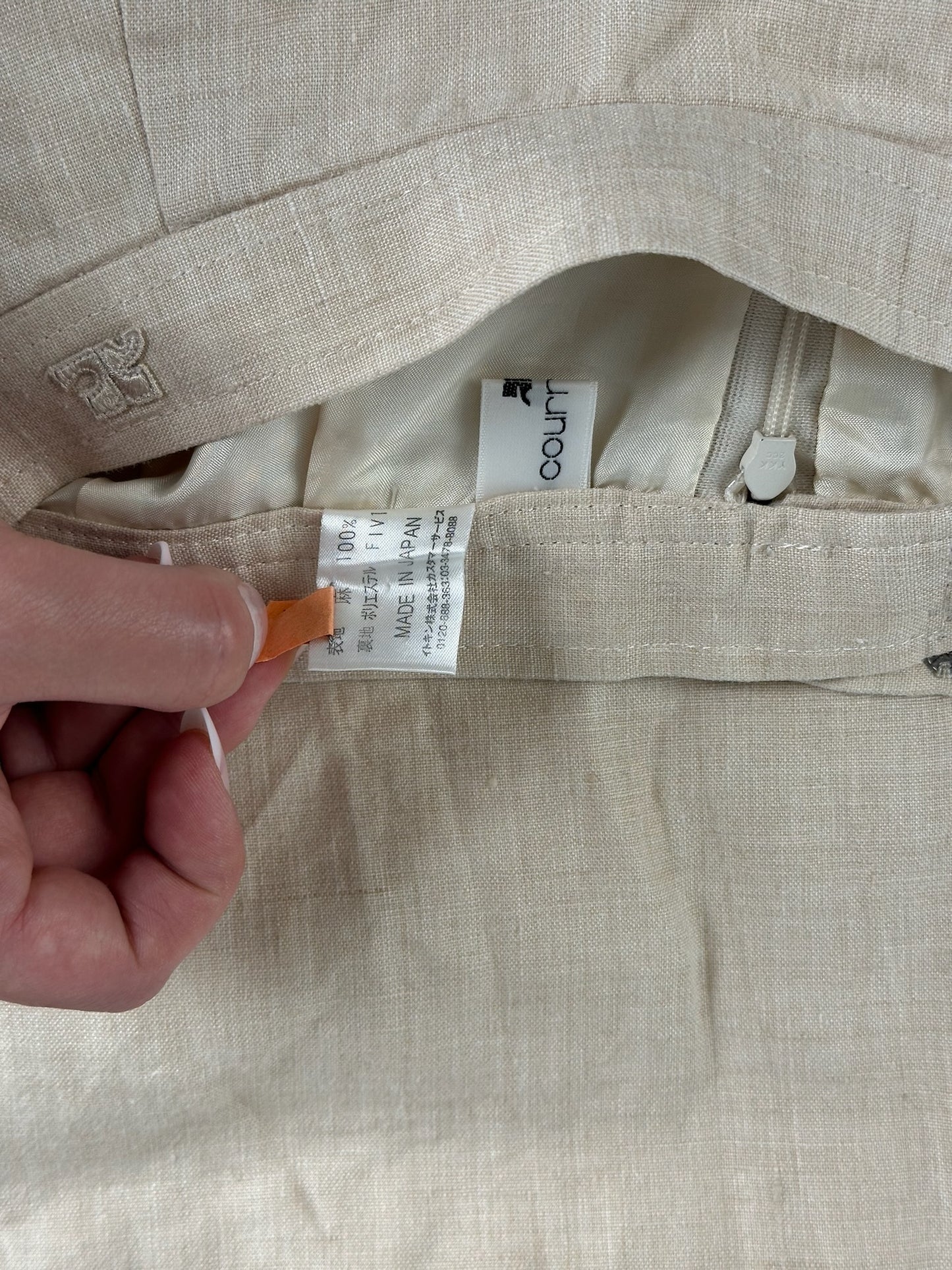 Vintage Courreges linen skirt beige