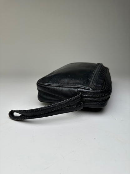 Vintage Loewe Leather Clutch Bag Black Gold