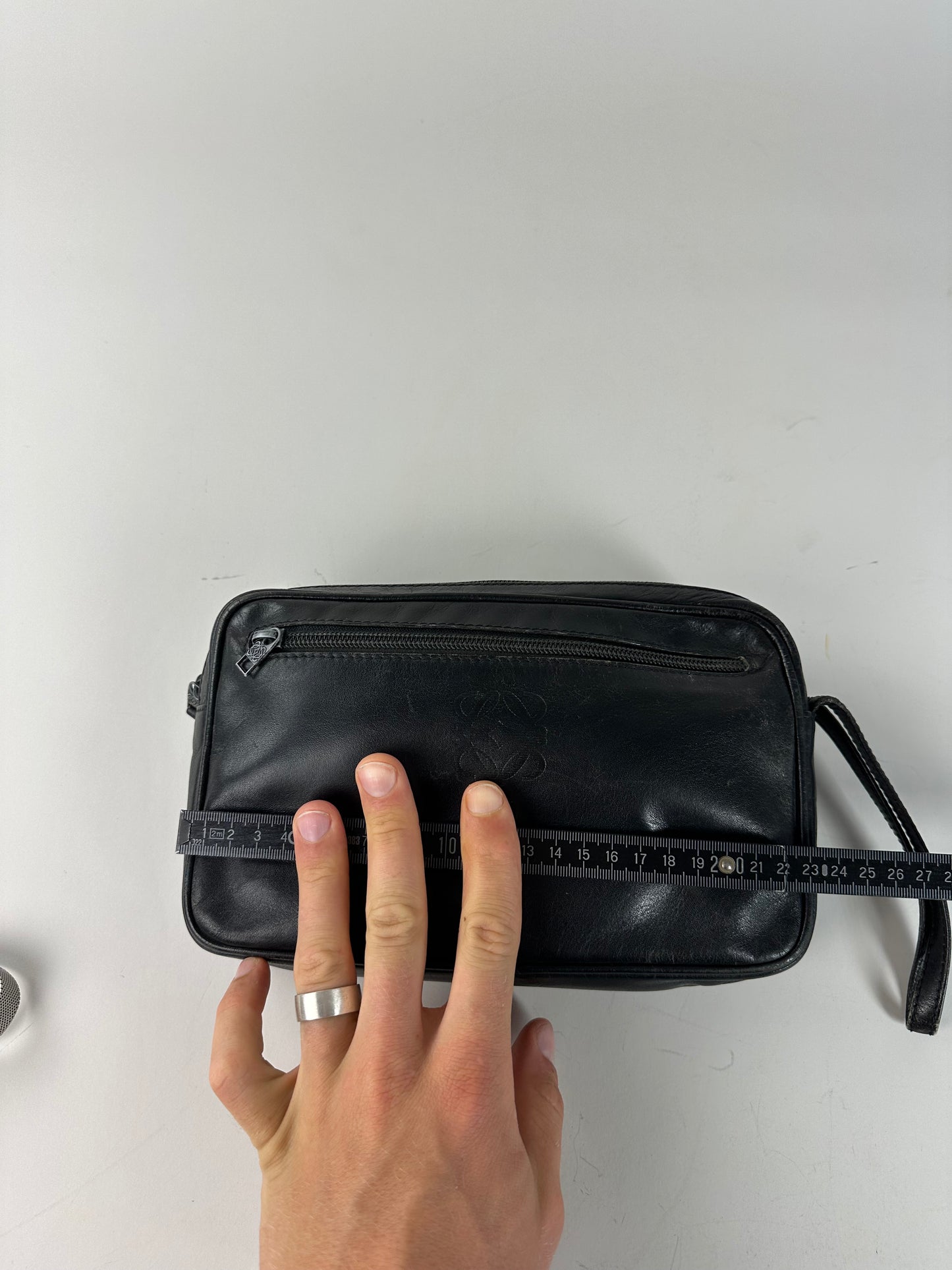 Vintage Loewe Leather Clutch Bag Black Gold