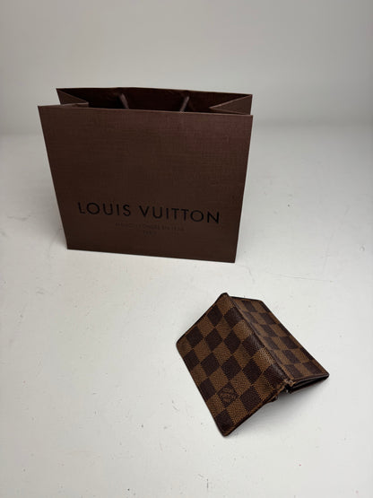 Vintage Louis Vuitton Damier Monogram Leather Card Holder Brown
