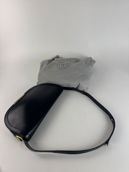 Sac vintage Dior en cuir noir à 2 voies