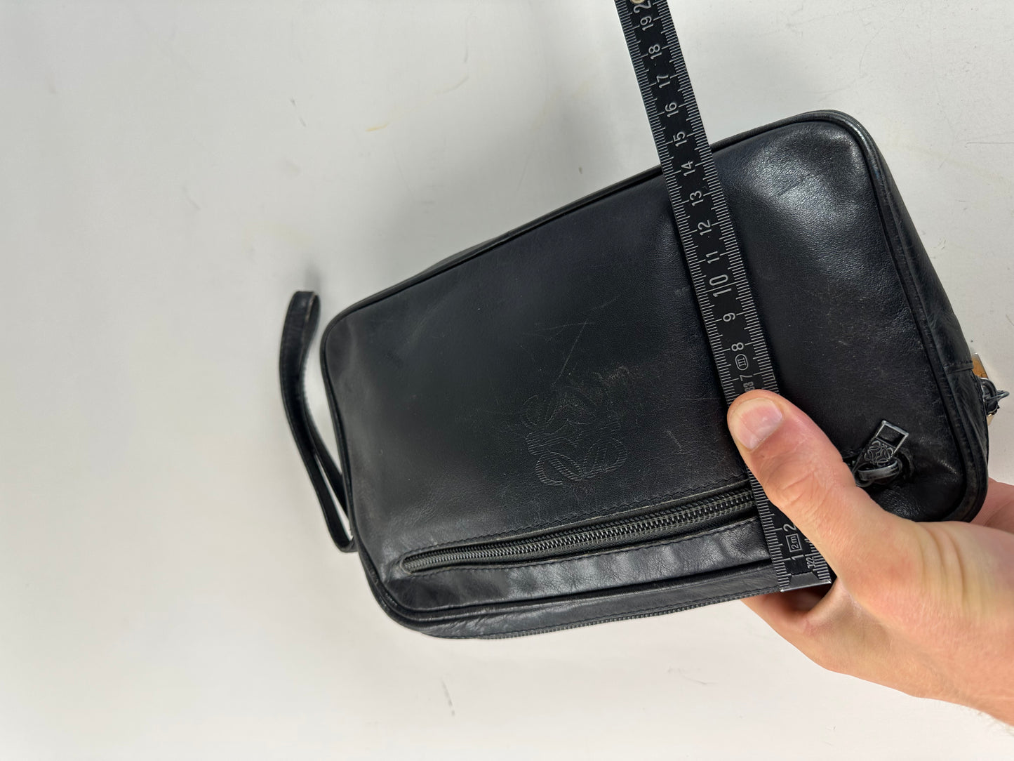Vintage Loewe Leather Clutch Bag Black Gold