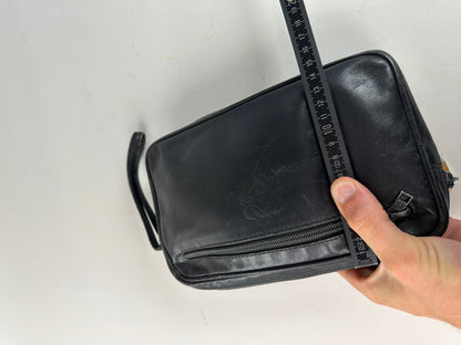 Vintage Loewe Leather Clutch Bag Black Gold