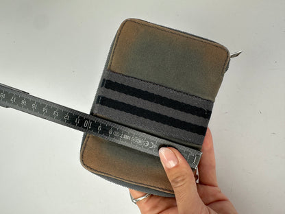 Vintage Hermès Canvas Zip Wallet Tan Grey Black Silver