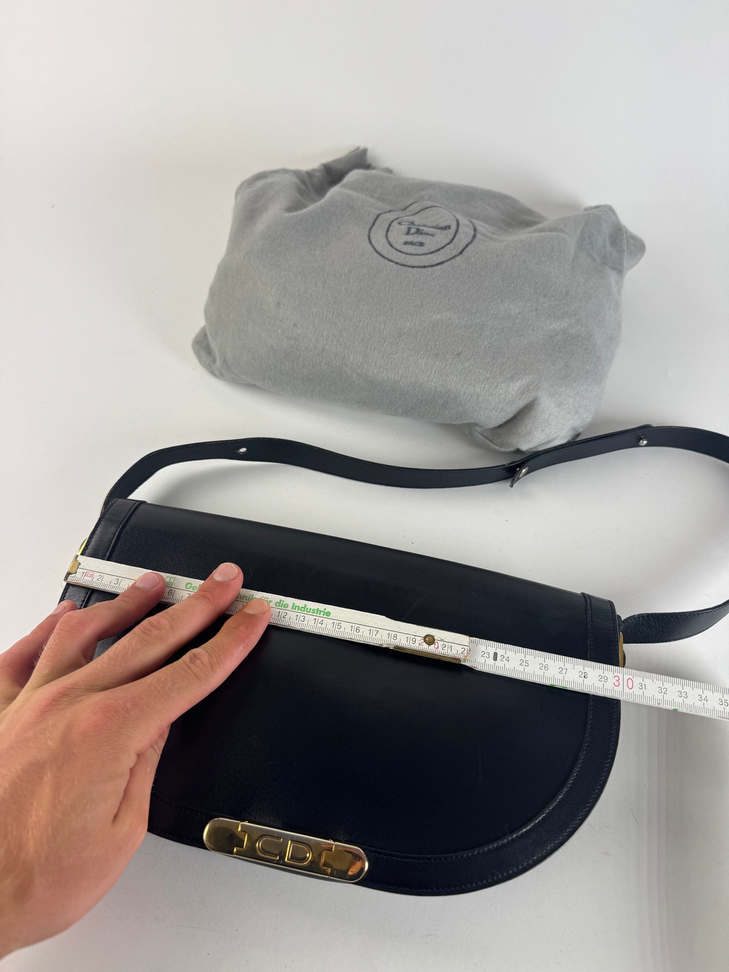 Sac vintage Dior en cuir noir à 2 voies