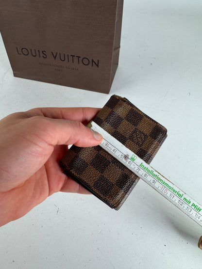 Vintage Louis Vuitton Damier Monogram Leather Card Holder Brown