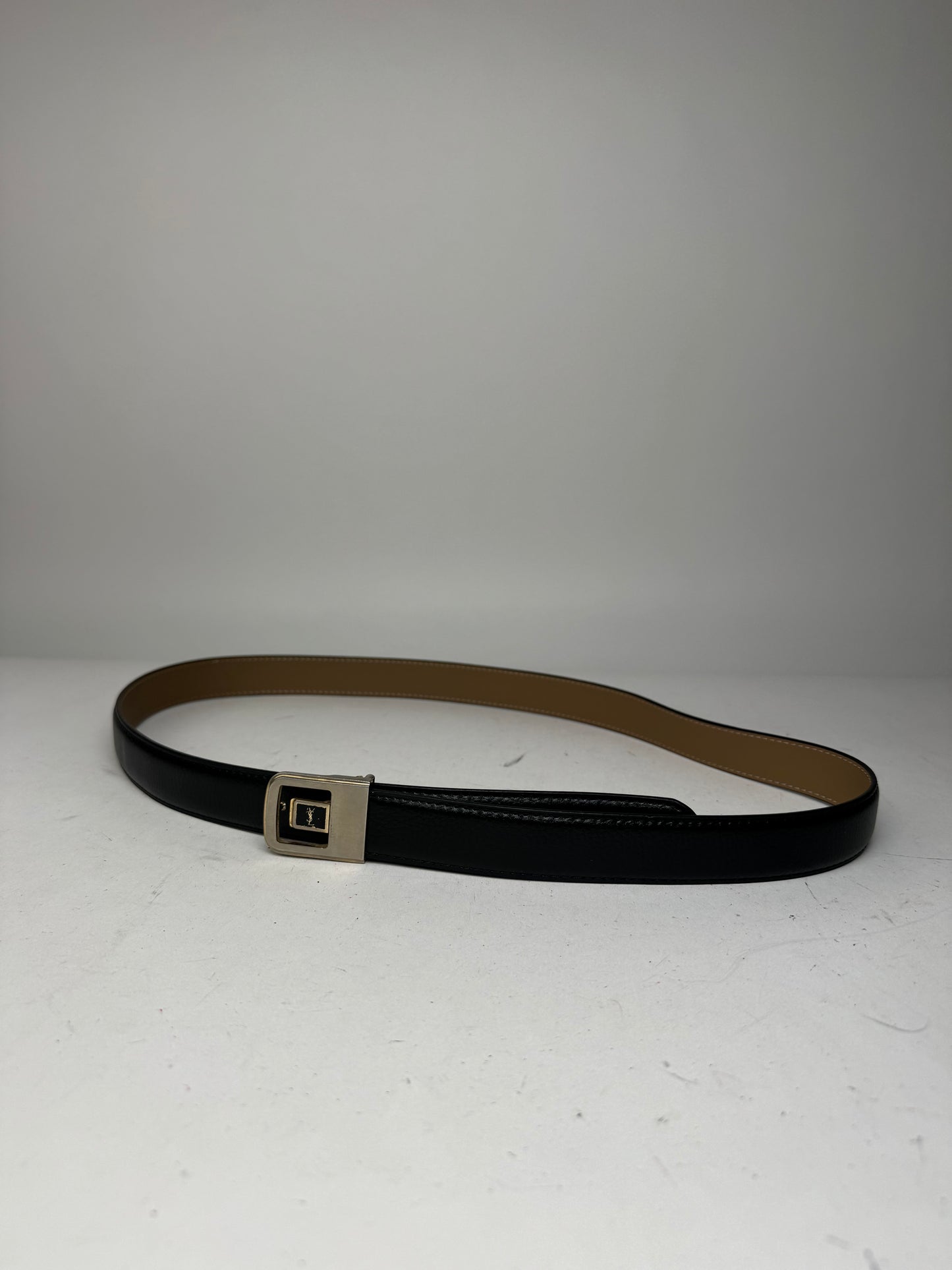 Vintage Yves Saint Laurent Leather Belt Black