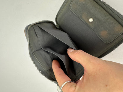 Vintage Hermès Canvas Zip Wallet Tan Grey Black Silver