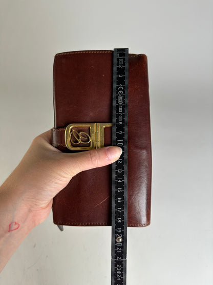 Vintage Chloe Leather Wallet Dark Brown Gold
