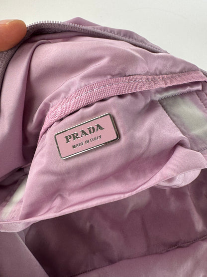 Vintage Prada 2Way Polyester Weekender / Travel Bag Purple beige