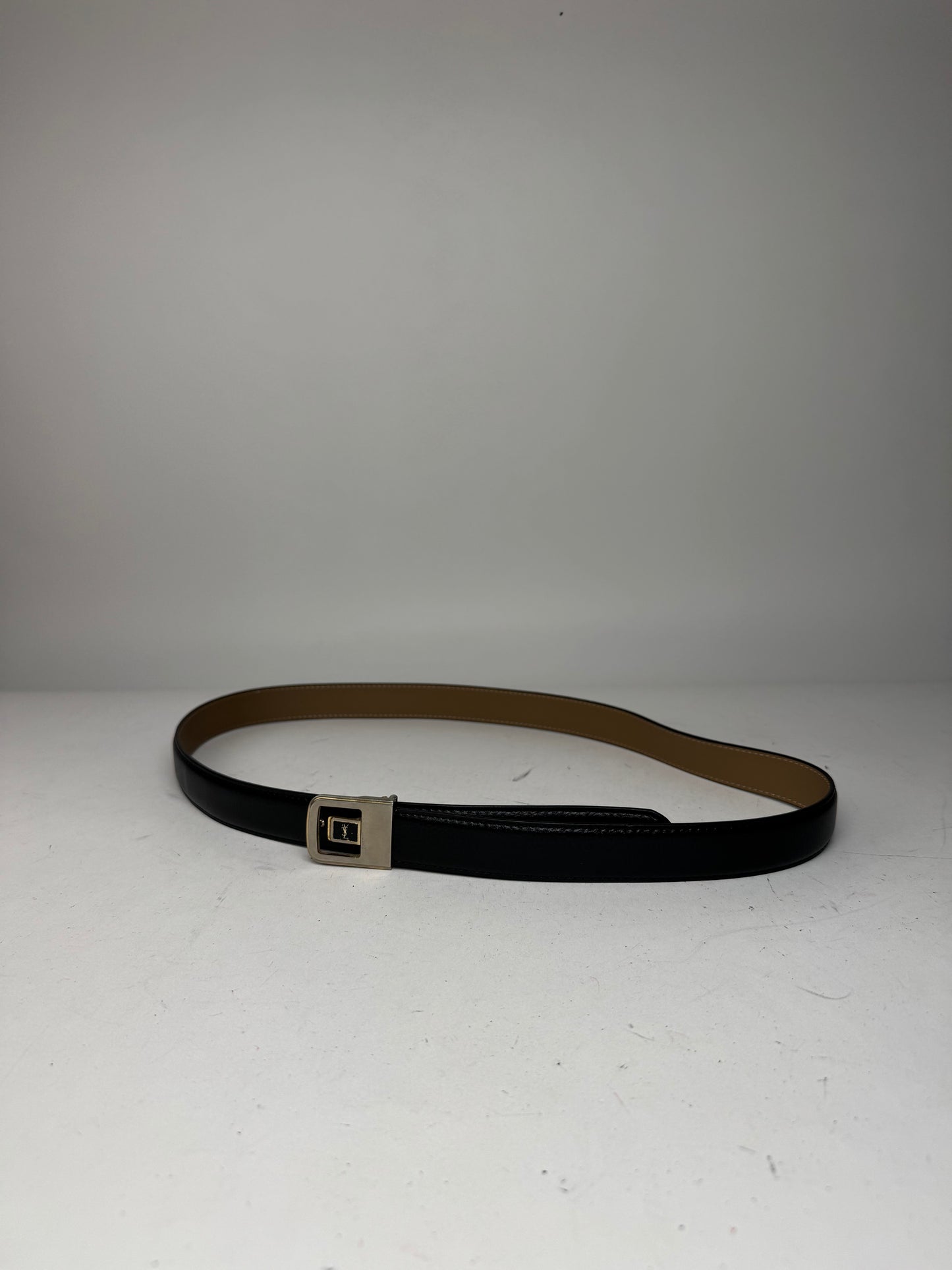 Vintage Yves Saint Laurent Leather Belt Black