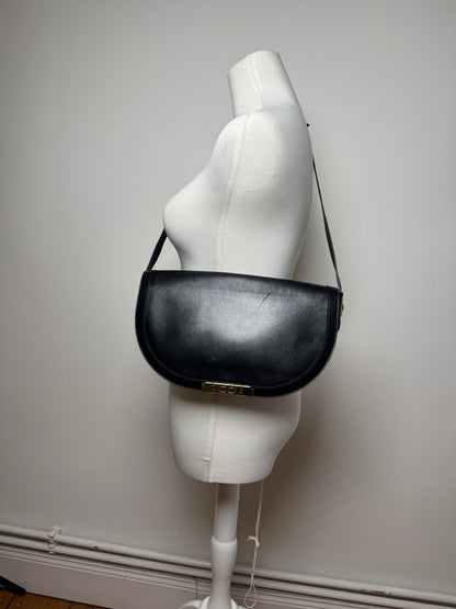 Sac vintage Dior en cuir noir à 2 voies