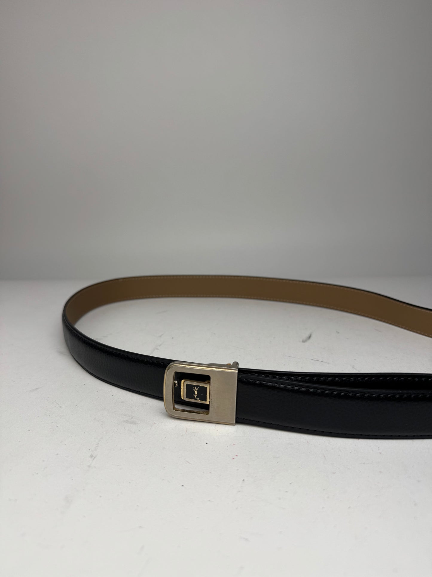 Vintage Yves Saint Laurent Leather Belt Black