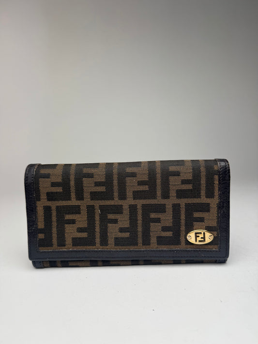 Vintage Fendi FF monogram wallet brown