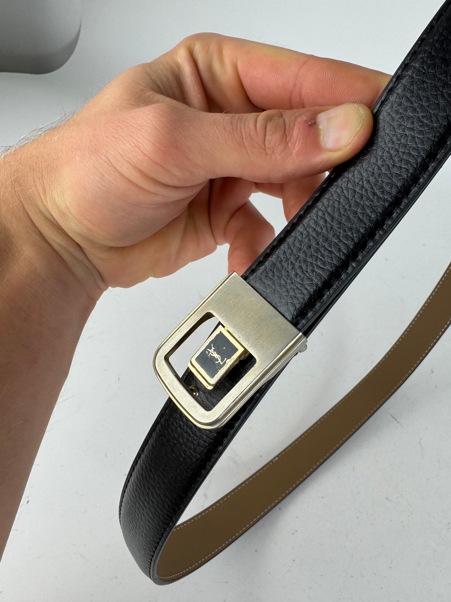 Vintage Yves Saint Laurent Leather Belt Black