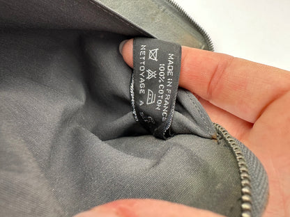 Vintage Hermès Canvas Zip Wallet Tan Grey Black Silver