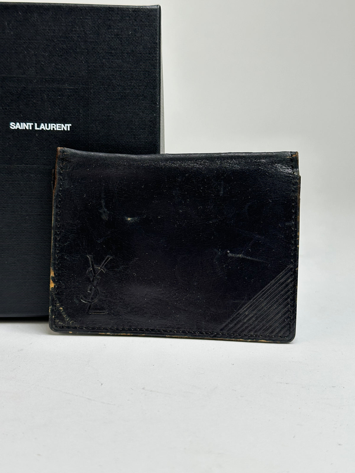 Vintage Yves Saint Laurent Bifold Wallet Late 1990s Black Brown