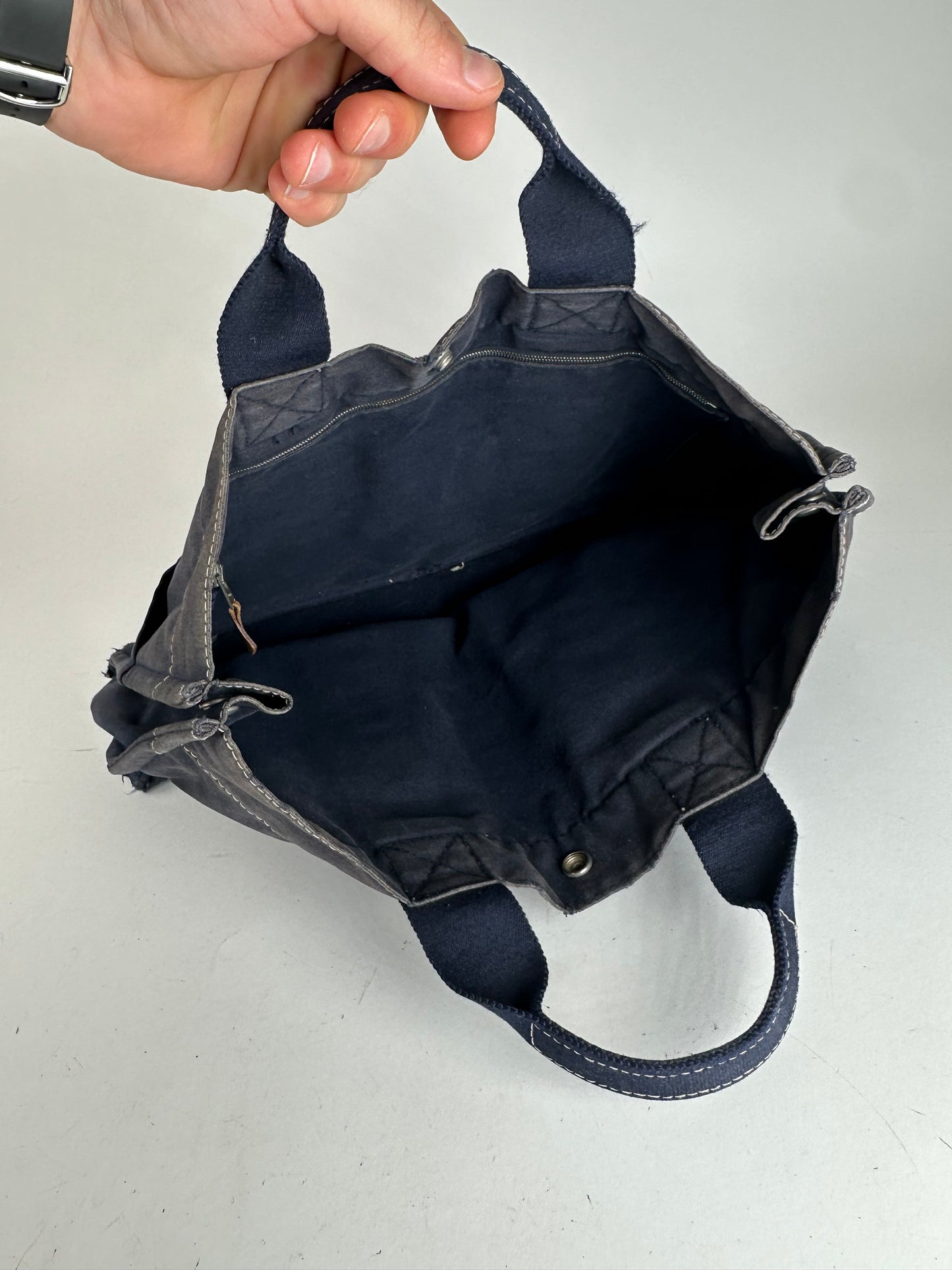 Vintage Hermes Canvas Tote Bag Navy