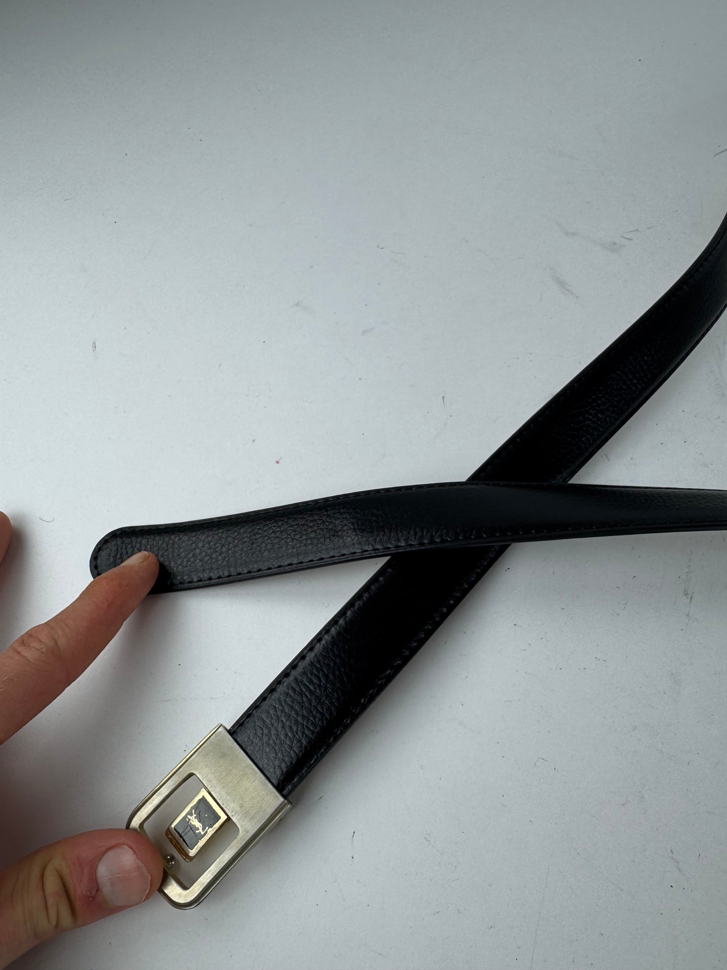 Vintage Yves Saint Laurent Leather Belt Black