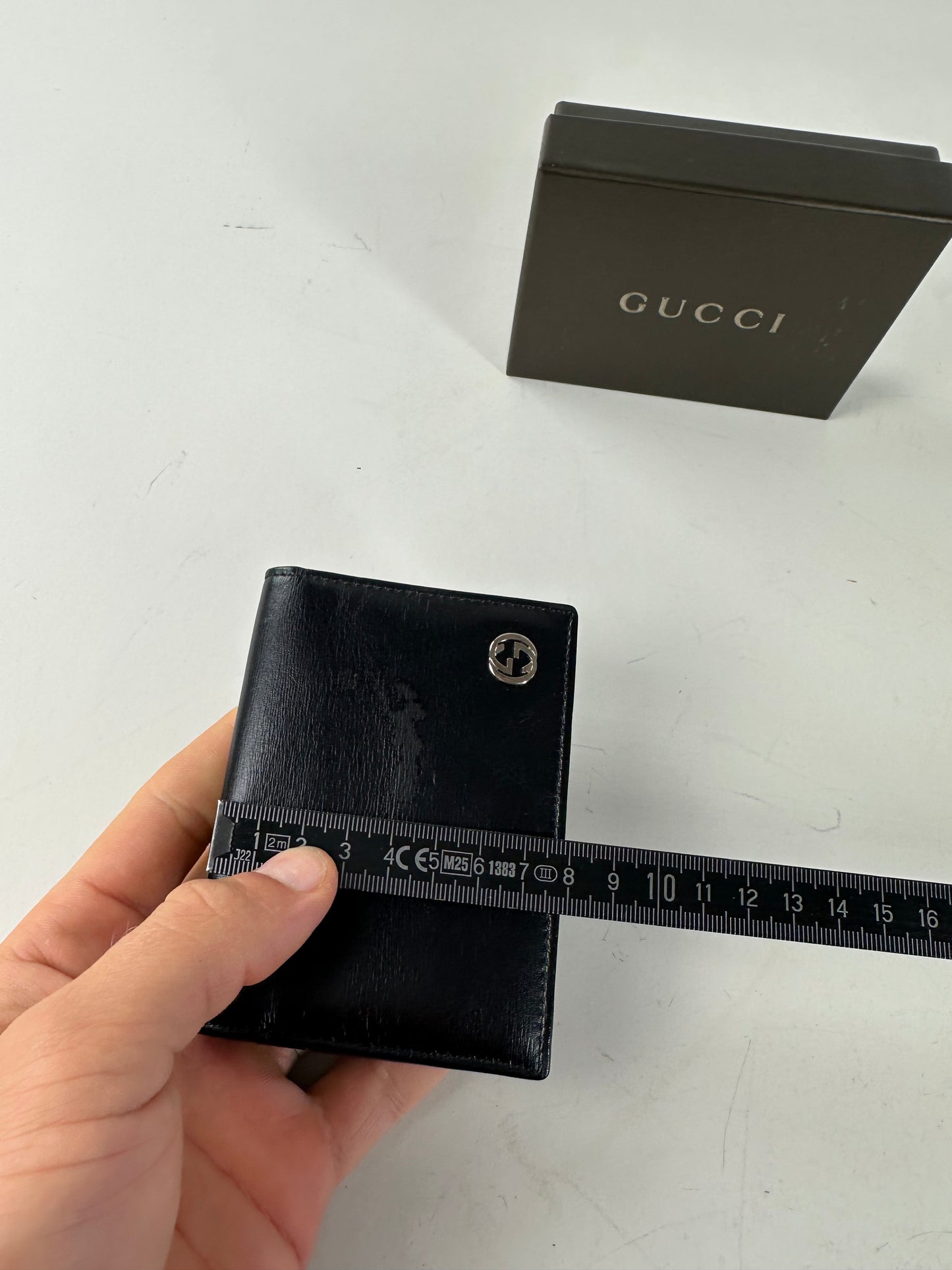 Vintage Gucci Leather Wallet Black Silver